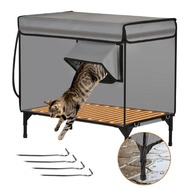 Advwin Heated Cat House for Outside with Heating Pad 66 * 43 * 64CM