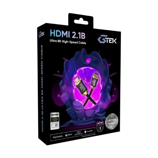 Gtek Gaming Ultra Certified V2.1B 8K 48Gbps HDMI Cable 2m Black