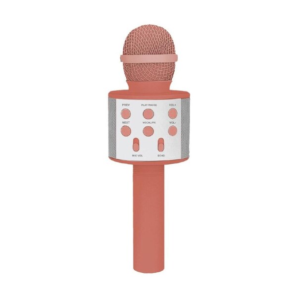 Laser Karaoke Microphone Built-In Speaker USB Rechargeable Sunset Coral