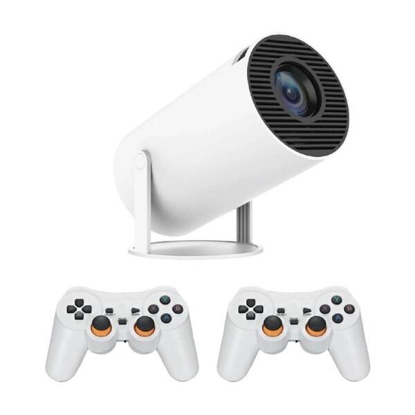 3pc Laser Portable Smart Projector With Games & Two Controllers White