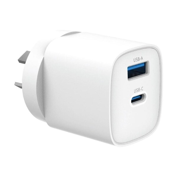 Laser Dual Port 45W USB-C USB-A Fast Charging Wall Charger White