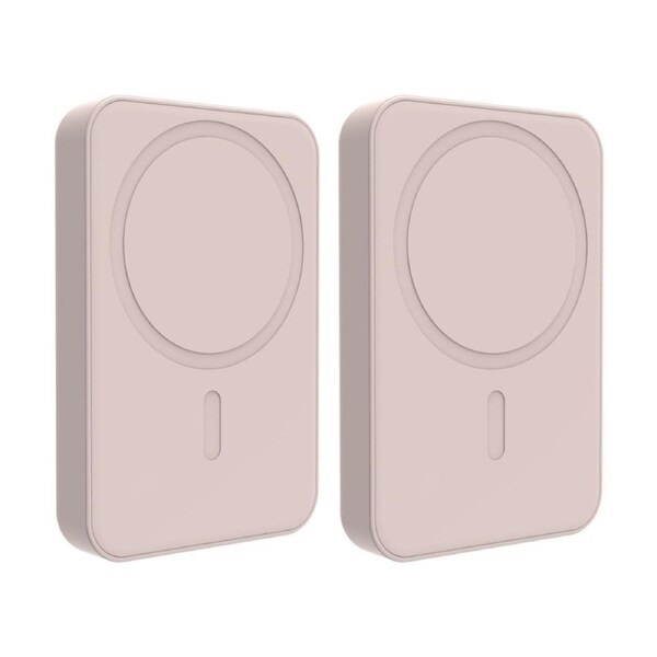2PK Laser Magnetic 5000mAh Two Device Wireless Charging Power Bank Pink