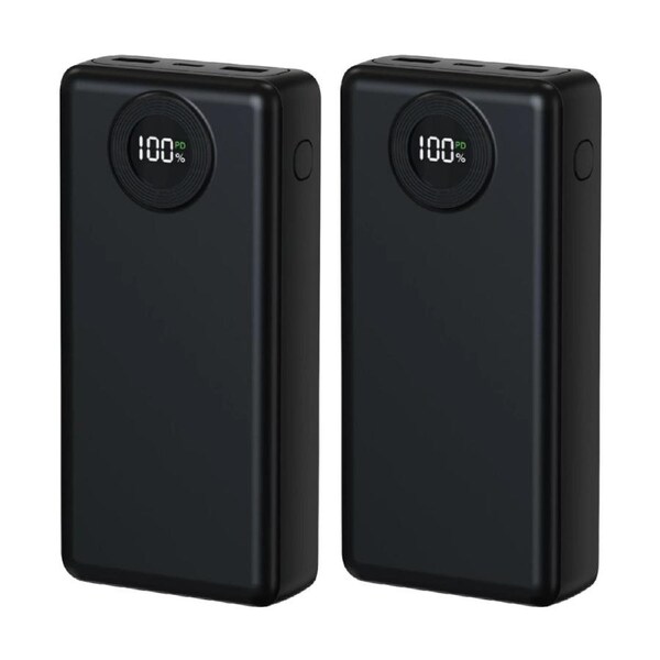 2PK Laser 20000mAh Power Bank Charger With LED Battery Level Display Blk