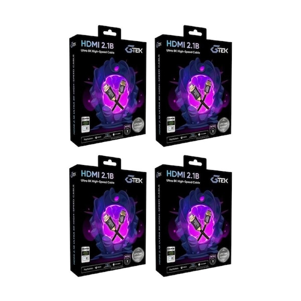 4PK Gtek Gaming Ultra Certified V2.1B 8K 48Gbps HDMI Cable 2m Black