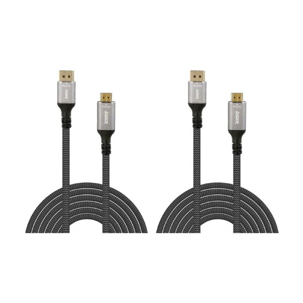 2PK Laser 4K DisplayPort To HDMI Braided Durable Connection Cable 2m Black