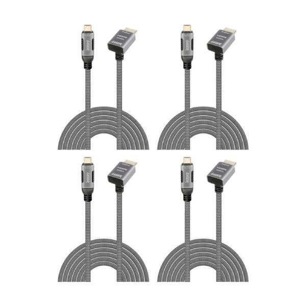 4PK Laser 4K USB-C To Right Angle HDMI Input Braided Durable Cable 2m Grey