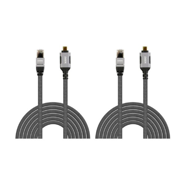 2PK Laser USB-C To RJ45 Ethernet Male-To-Male Braided Durable Cable 2m Grey