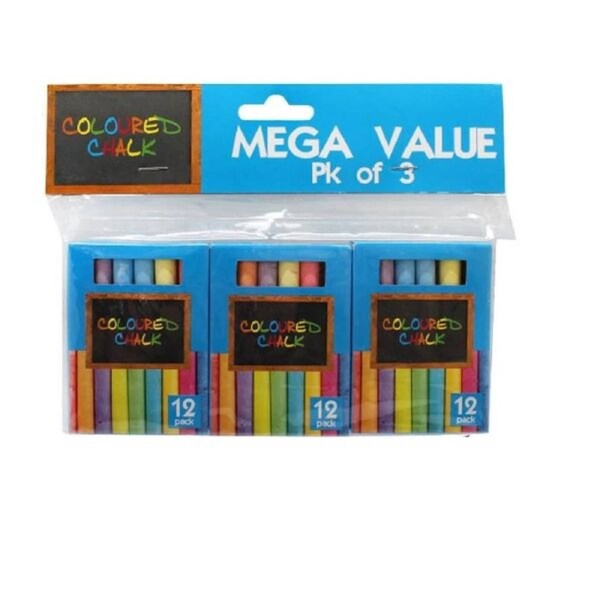 OzOffer 36 pcs Chalk Sticks Coloured - 9cm 3pk