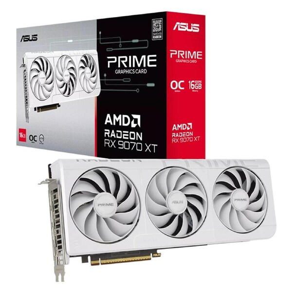 Asus Prime Radeon RX 9070 XT 16G OC Graphics Card - White (PRIME-RX9070XT-O16G-WHITE)