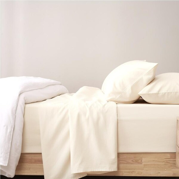Renee Taylor 400TC Egyptian Cotton Sheet Set W/ Pillowcases Vanilla Single