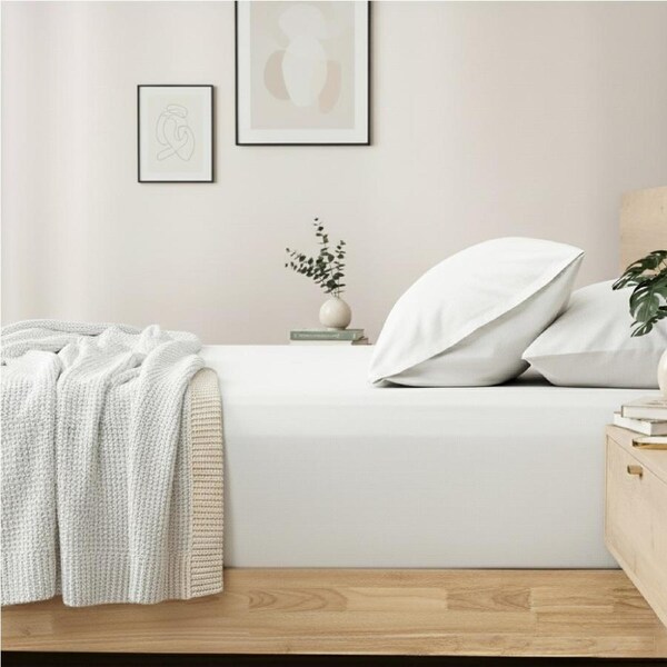 Renee Taylor 400TC Cotton Fitted Sheet & Pillowcase Set White King Single