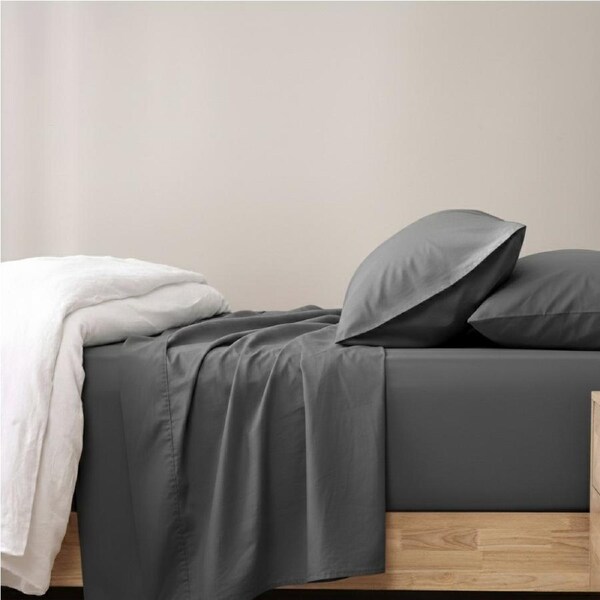 Renee Taylor 400TC Egyptian Cotton Sheet Set W/ Pillowcases Charcoal Long Single