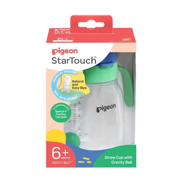 2pc Pigeon StarTouch Straw Cup W/ Gravity Ball 6M+ 250ml Mint To Be