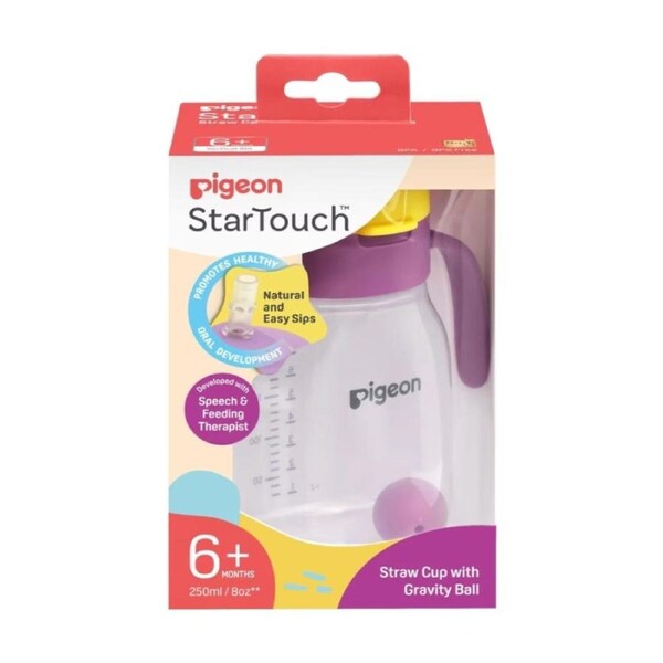 2pc Pigeon StarTouch Straw Cup W/ Gravity Ball 6M+ 250ml Berry Blast