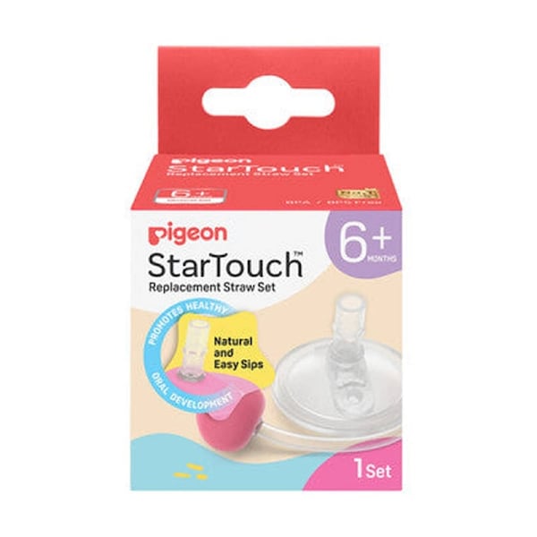 2pc Pigeon StarTouch Replacement Straw Set Spill Proof 6M+ Bubblegum Pop