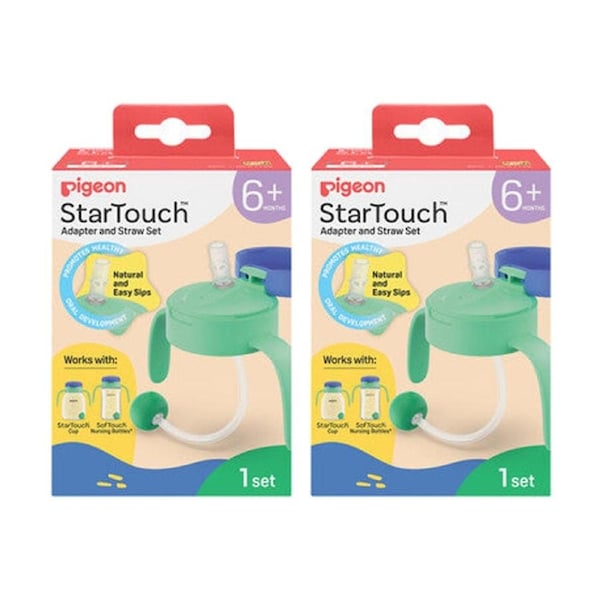 2PK Pigeon StarTouch Adapter & Straw Set For Nursing Bottles Cups Mint To Be