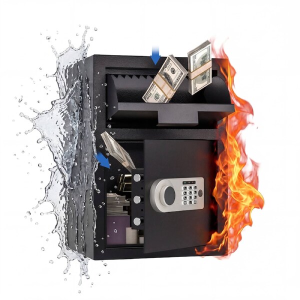 Advwin 70L Safe box with Fingerprint, Password & Key, Top-Loading Deposit Design, USB Emergency Port for Home Hotel Office