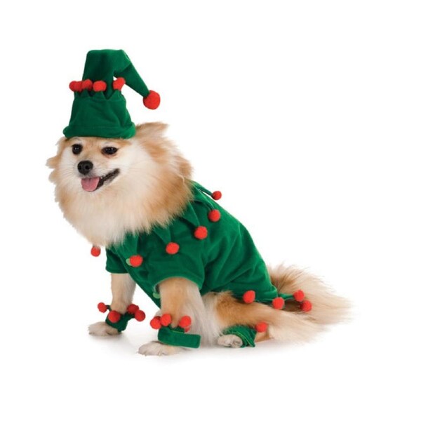 Rubies Size M Elf Dress/Hat Cuffs Pet/Dog Dress-up Costume Set