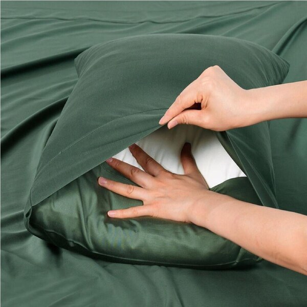 2pc Bianca Rosebank 500TC King Pillowcase Bamboo/Cotton 50x90cm Forest Green