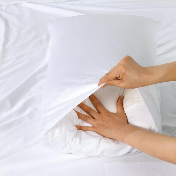 2pc Bianca Rosebank 500TC Queen Pillowcases Bamboo/Cotton 54x80cm White