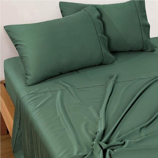 Bianca Rosebank 500TC Queen Bed Sheet Set w/ 2xPillowcases Forest Green