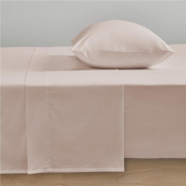 Bianca Heston 300TC 100% Cotton Percale Sheet Set Pink Queen
