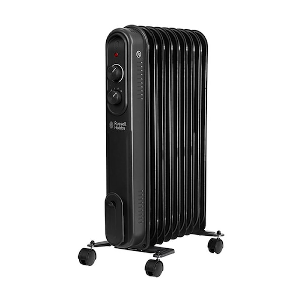 Russell Hobbs 9 Fin Oil Column Heater W/ 3 Heat Modes 800W-2000W Matte Black