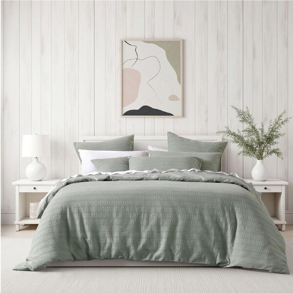 Bianca Kahlani Queen Sage Polyester Quilt Cover Set