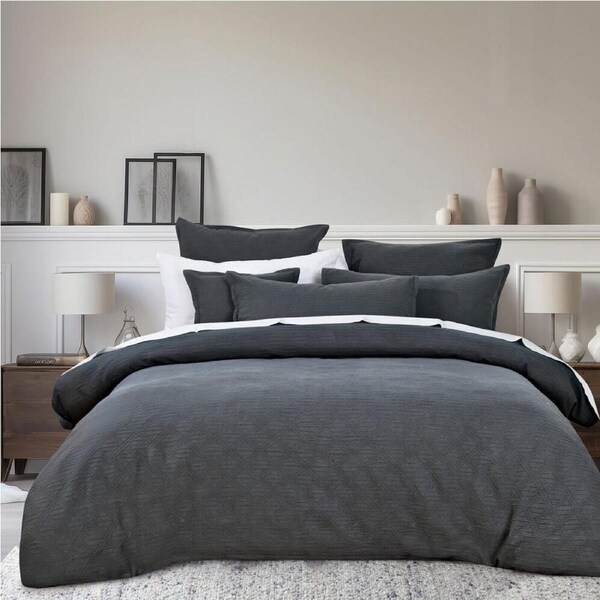 Bianca Hallston Queen Pre-Washed Cotton Quilt Cover Set - Charcoal