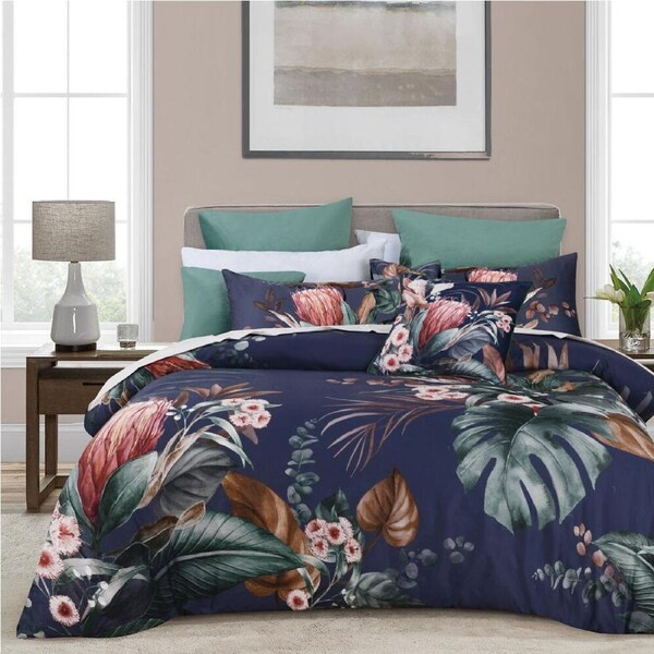 Bianca Balwyn King Cotton Sateen Quilt Cover Set - Navy