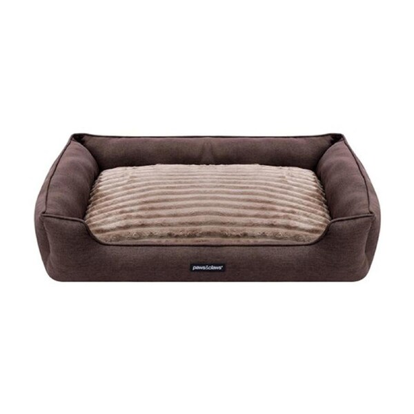 Paws And Claws Pia Ribbed Chinchilla Pet Cat Dog Bed 80x60x20cm Large