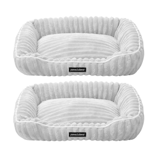 2PK Paws And Claws Ribbed Chinchilla Walled Pet Cat Dog Bed 60x50x18cm Grey