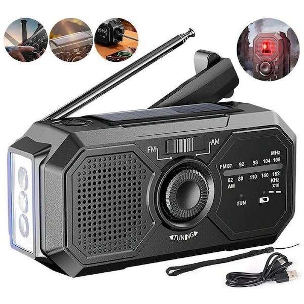 Portable Emergency Wind Up Solar Hand Crank Radio FM / AM Dynamo Power Bank