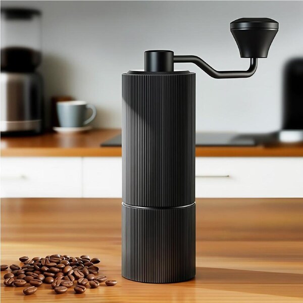 Devanti Manual Coffee Grinder with 24 Precise Settings Portable Hand Bean Burr Mill Black with Brush