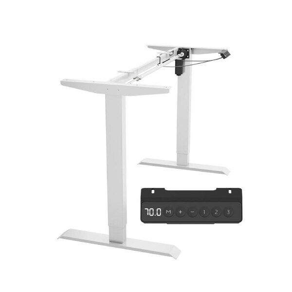Advwin Standing Desk Frame Electric Adjustable Height Sit Stand Desk Base Computer Workstation with 3 Memory Presets No Desktop Silver