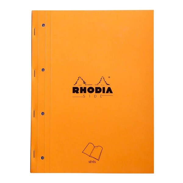 Rhodia Side Stapled A4+ Notepad w/ 4 Holes Office Stationery Seyes Orange