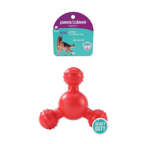 Paws & Claws Heavy Duty 13cm TPR Jumbo Tri-Chew Pet/Dog Dental Play Toy Assorted