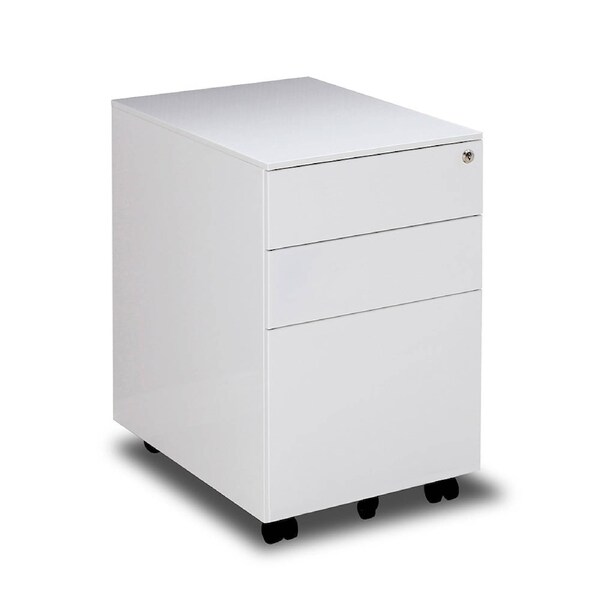 Modern Furniture MARLO 39x60cm 3 Drawer Mobile Pedestal Cabinet - White