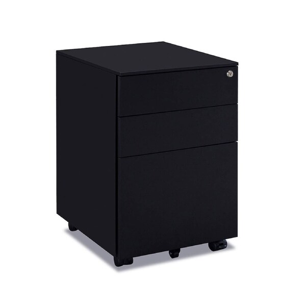 Modern Furniture MARLO 39x60cm 3 Drawer Mobile Pedestal Cabinet - Black