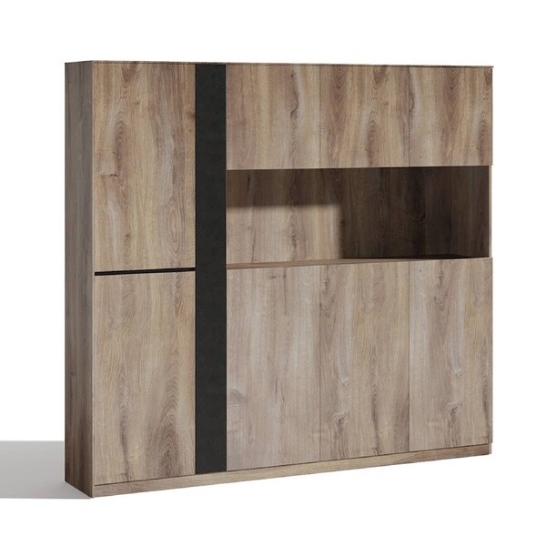 Modern Furniture TRIBECA Display Wall Unit 218cm - Warm Oak
