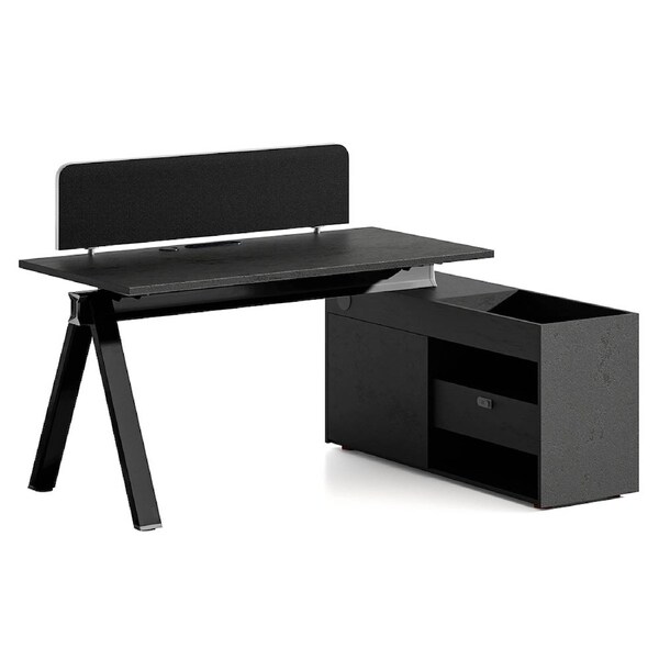 Modern Furniture Dolan Executive Workstation 1.4mx1.6mx0.75m Right - Black