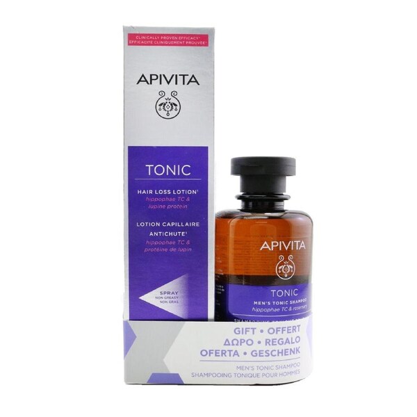 Apivita Hair Loss Lotion with Hippophae TC & Lupine Protein 150ml FREE Men's Tonic Shampoo 250ml 2pcs 2pcs
