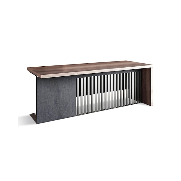 Modern Furniture AFTAN Executive Desk Left Panel 180cm - Warm Oak & Black