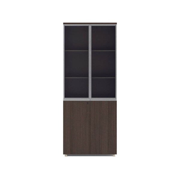 Modern Home CARTER Display Unit 2Door Bookcase 80cm(W)x40cm(D)x200cm(H)- Grey