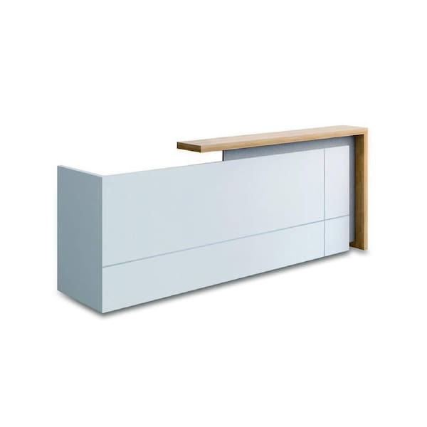 Modern Furniture ZIVA Reception Desk 2.4M with Left Panel - Oak & White