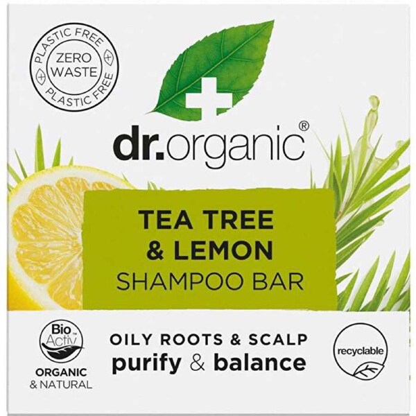 Dr Organic Shampoo Bar Tea Tree & Lemon Oily Roots & Scalp 75g 75g