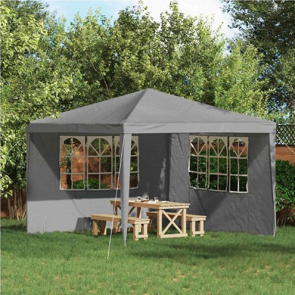 Party Tent Sidewall 2 pcs 300 x 195 cm Light Grey PE and Steel vidaXL