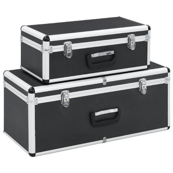 Storage Cases 2 pcs Black Aluminium vidaXL