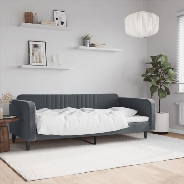 Day Bed without Mattress Dark Grey 90x190 cm Velvet vidaXL