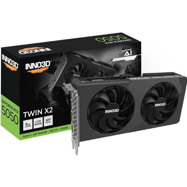 INNO3D nVidia GeForce RTX 5050 TWIN X2 8GB GDDR6 2572 MHz Boost Clock, RAM 20 Gbps, 3x DP, 1xHDMI, 225x116x41mm